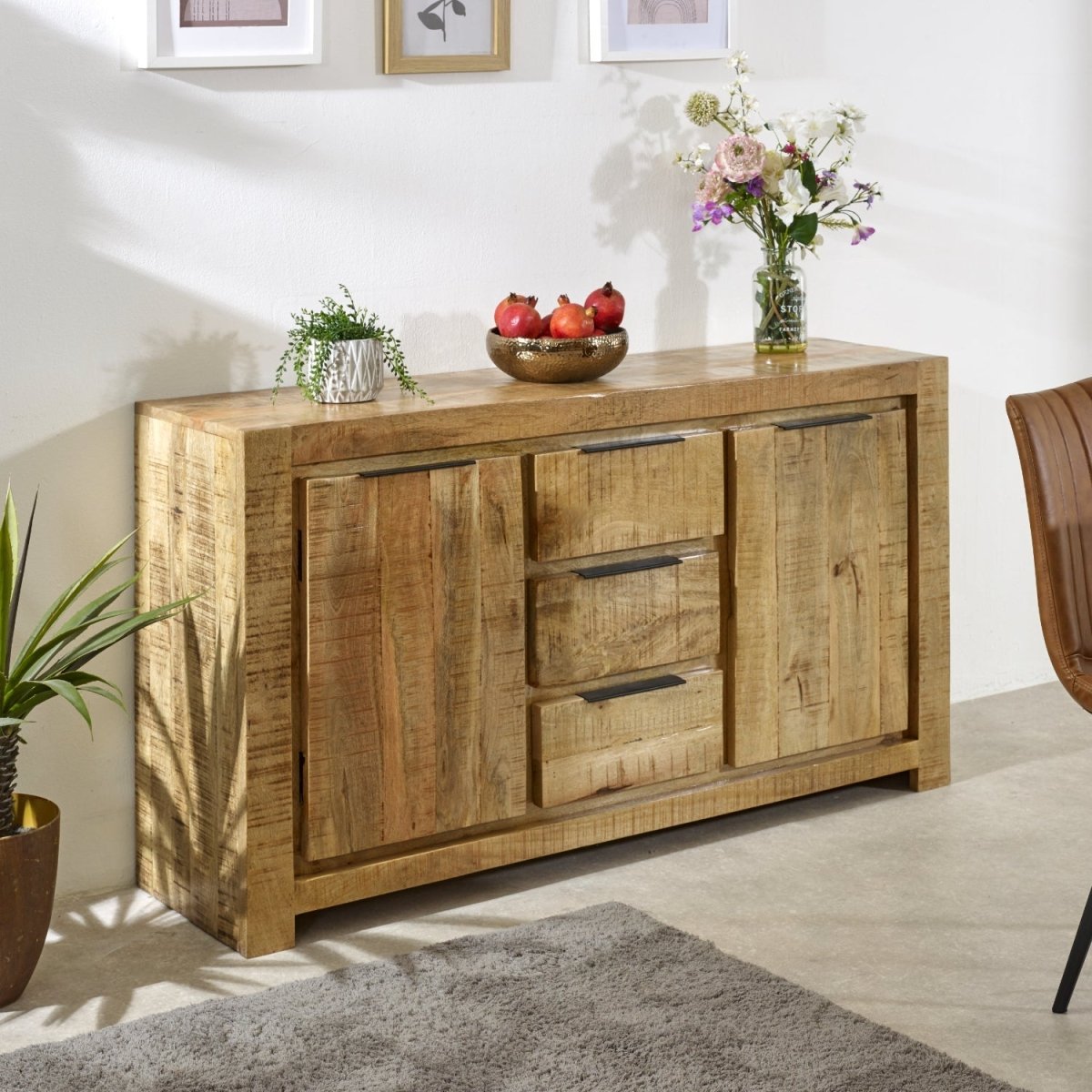 Merlin Mango Wooden Large Sideboard 2 Door & 3 Drawer - Joe’s Haven