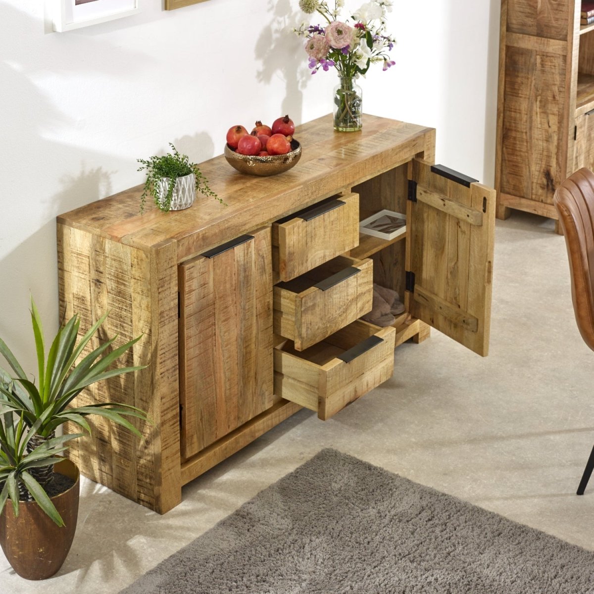 Merlin Mango Wooden Large Sideboard 2 Door & 3 Drawer - Joe’s Haven
