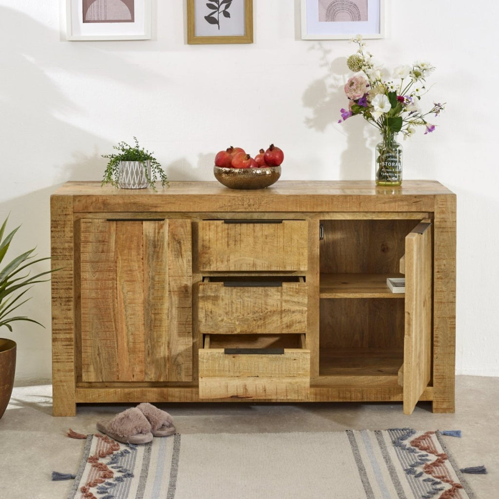 Merlin Mango Wooden Large Sideboard 2 Door & 3 Drawer - Joe’s Haven
