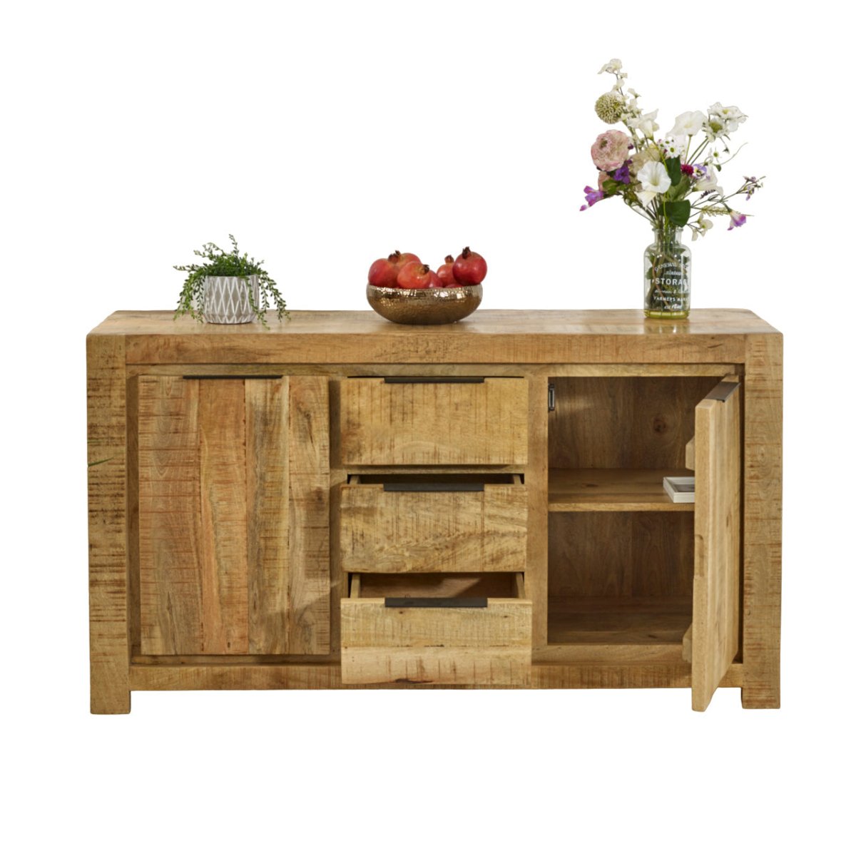 Merlin Mango Wooden Large Sideboard 2 Door & 3 Drawer - Joe’s Haven