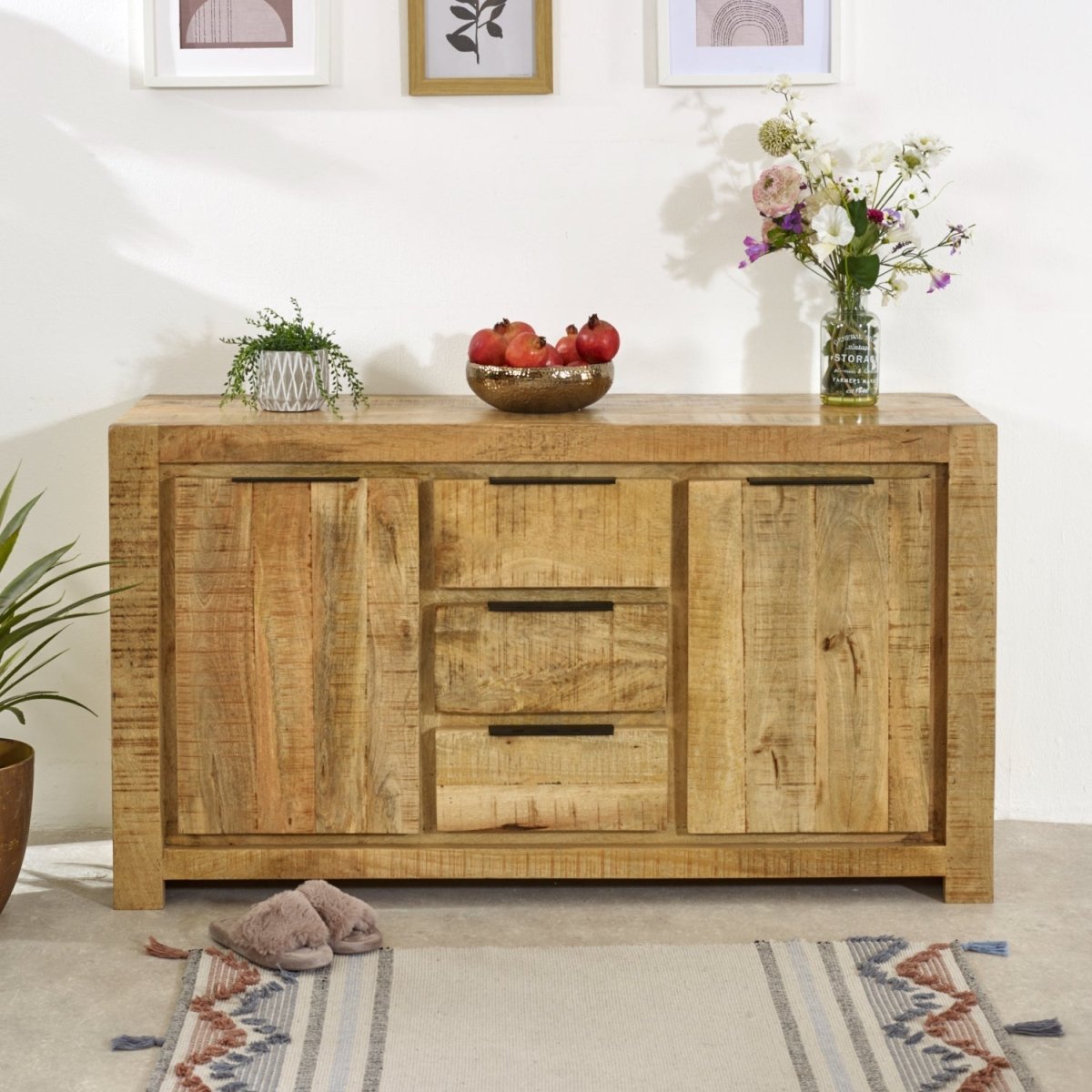 Merlin Mango Wooden Large Sideboard 2 Door & 3 Drawer - Joe’s Haven