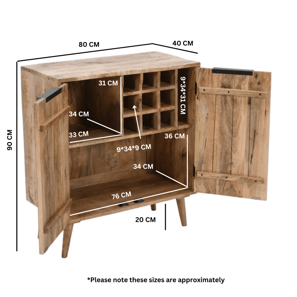 Merlin Mango Wooden Drinks Cabinet/Sideboard - Joe’s Haven