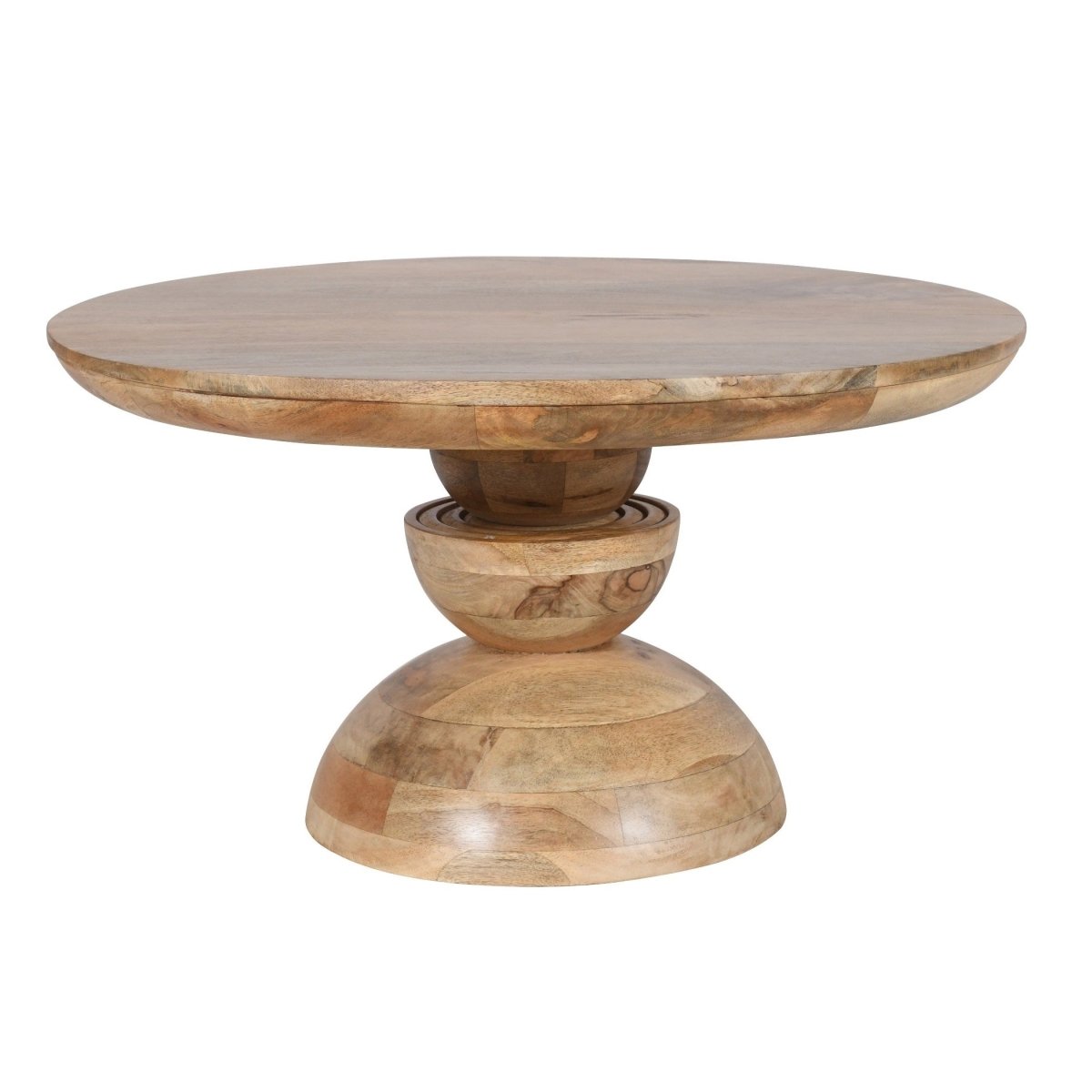 Merlin Mango Wood Pedestal Round Coffee Table - Joe’s Haven