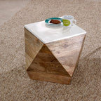 Bianco Solid Mango Wood White Side Table - Joe’s Haven