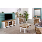 Bianco Solid Mango Wood White Side Table - Joe’s Haven