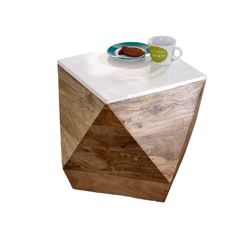 Bianco Solid Mango Wood White Side Table - Joe’s Haven
