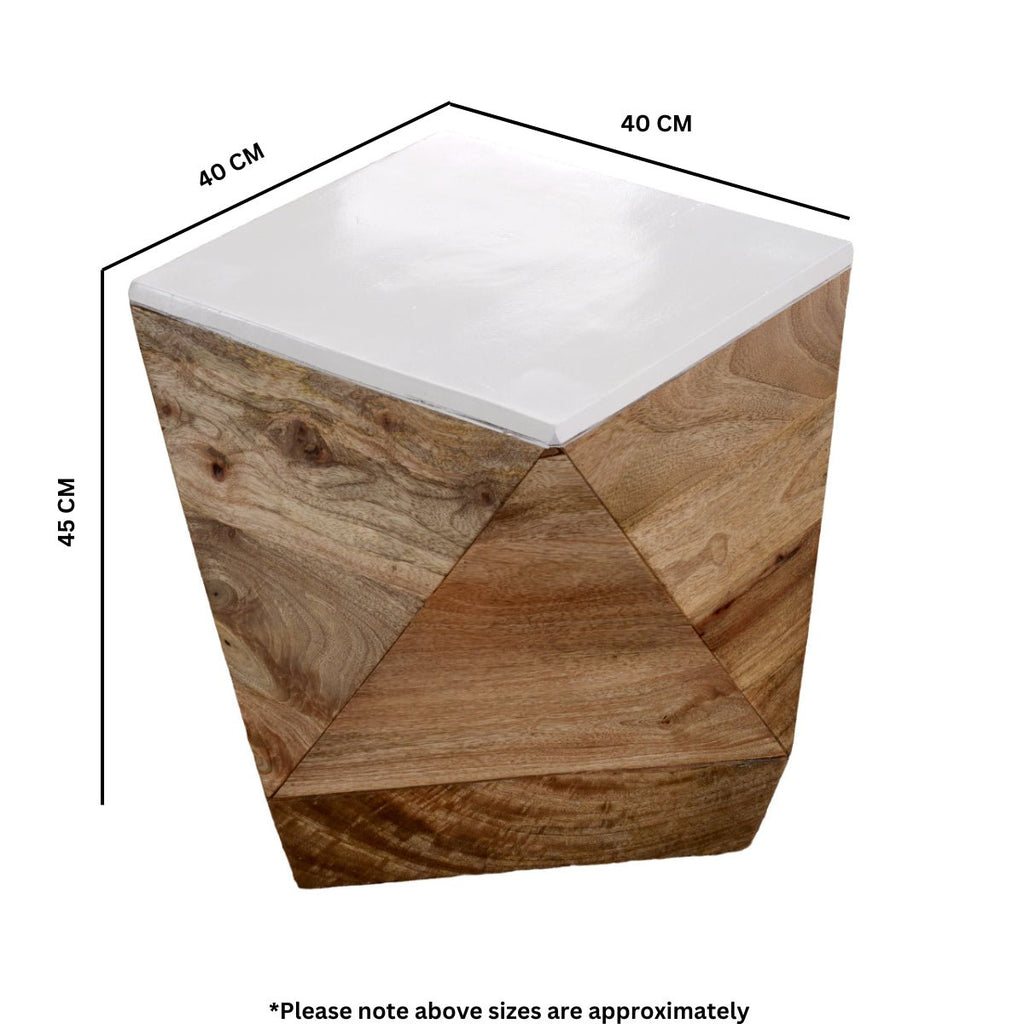 Bianco Solid Mango Wood White Side Table - Joe’s Haven