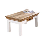 Bianco Solid Mango Wood White Coffee Table With Drawer - Joe’s Haven