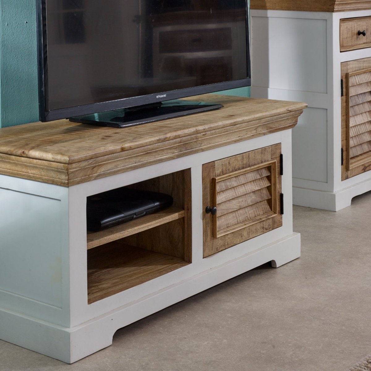 Bianco Solid Mango Wood Small Tv Cabinet White - Joe’s Haven