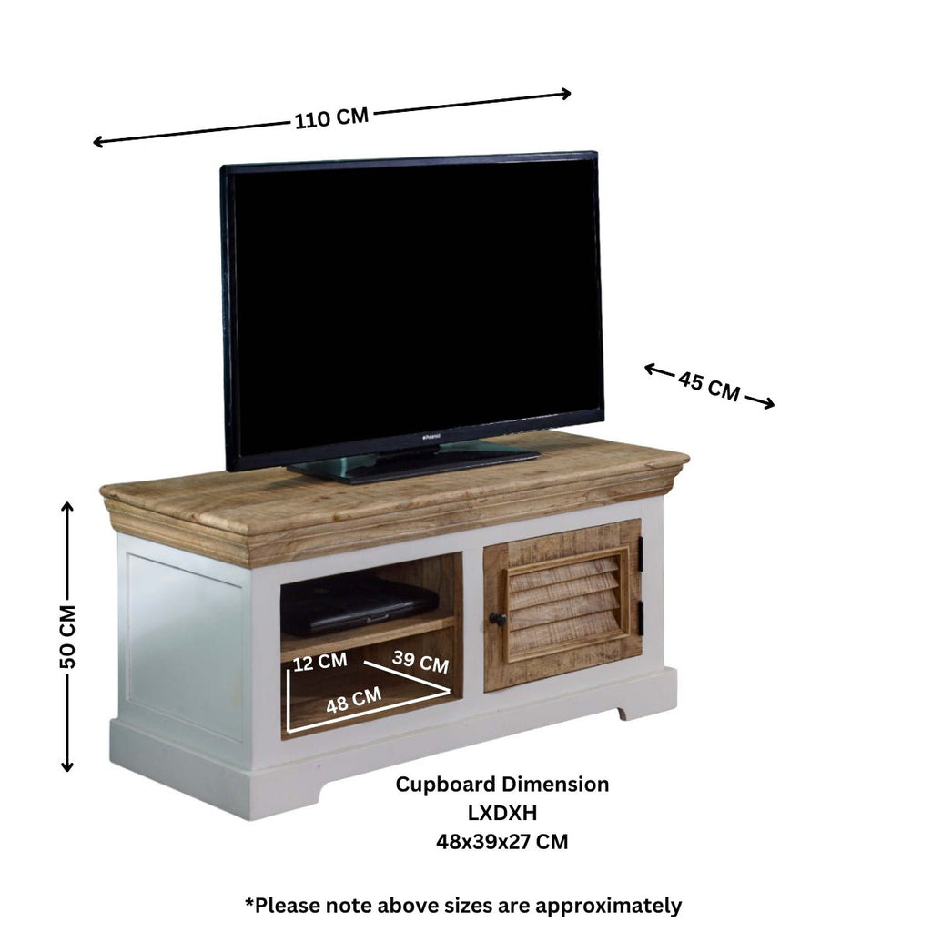 Bianco Solid Mango Wood Small Tv Cabinet White - Joe’s Haven