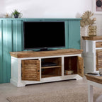 Bianco Solid Mango Wood Tv Cabinet White - Joe’s Haven