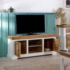 Bianco Solid Mango Wood Tv Cabinet White - Joe’s Haven