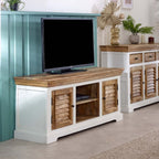 Bianco Solid Mango Wood Tv Cabinet White - Joe’s Haven