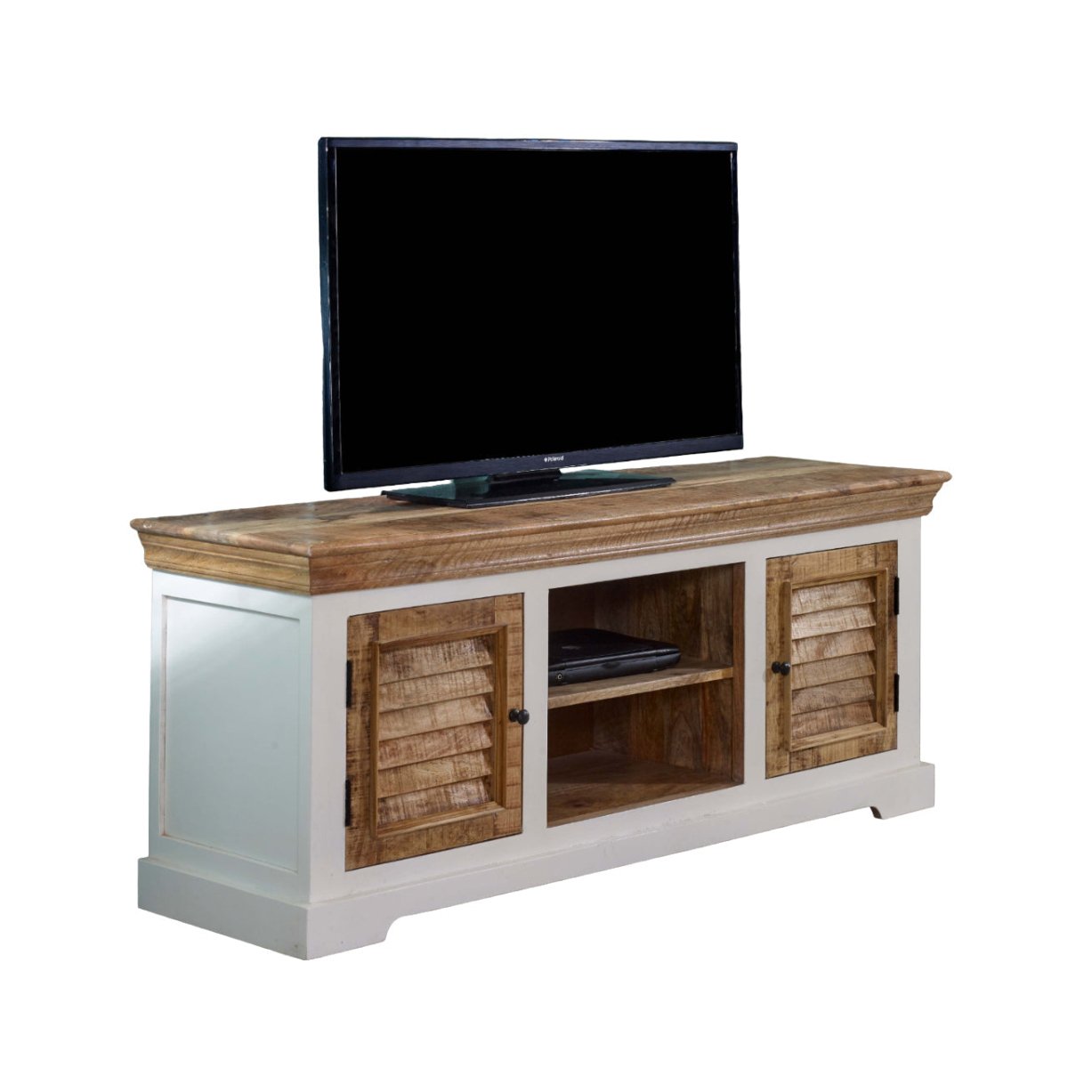 Bianco Solid Mango Wood Tv Cabinet White - Joe’s Haven