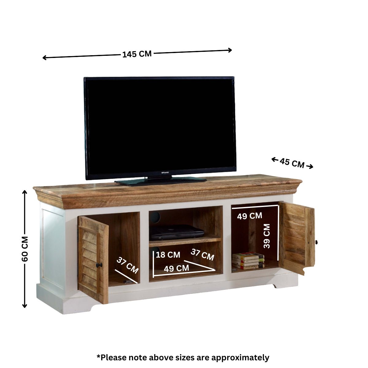 Bianco Solid Mango Wood Tv Cabinet White - Joe’s Haven