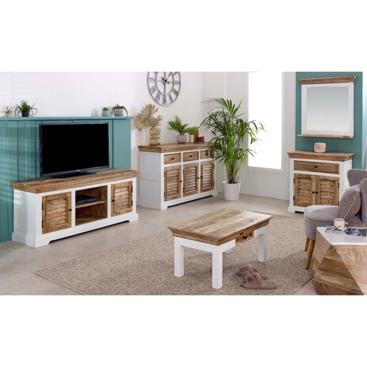 Bianco Solid Mango Wood Small Sideboard White - Joe’s Haven
