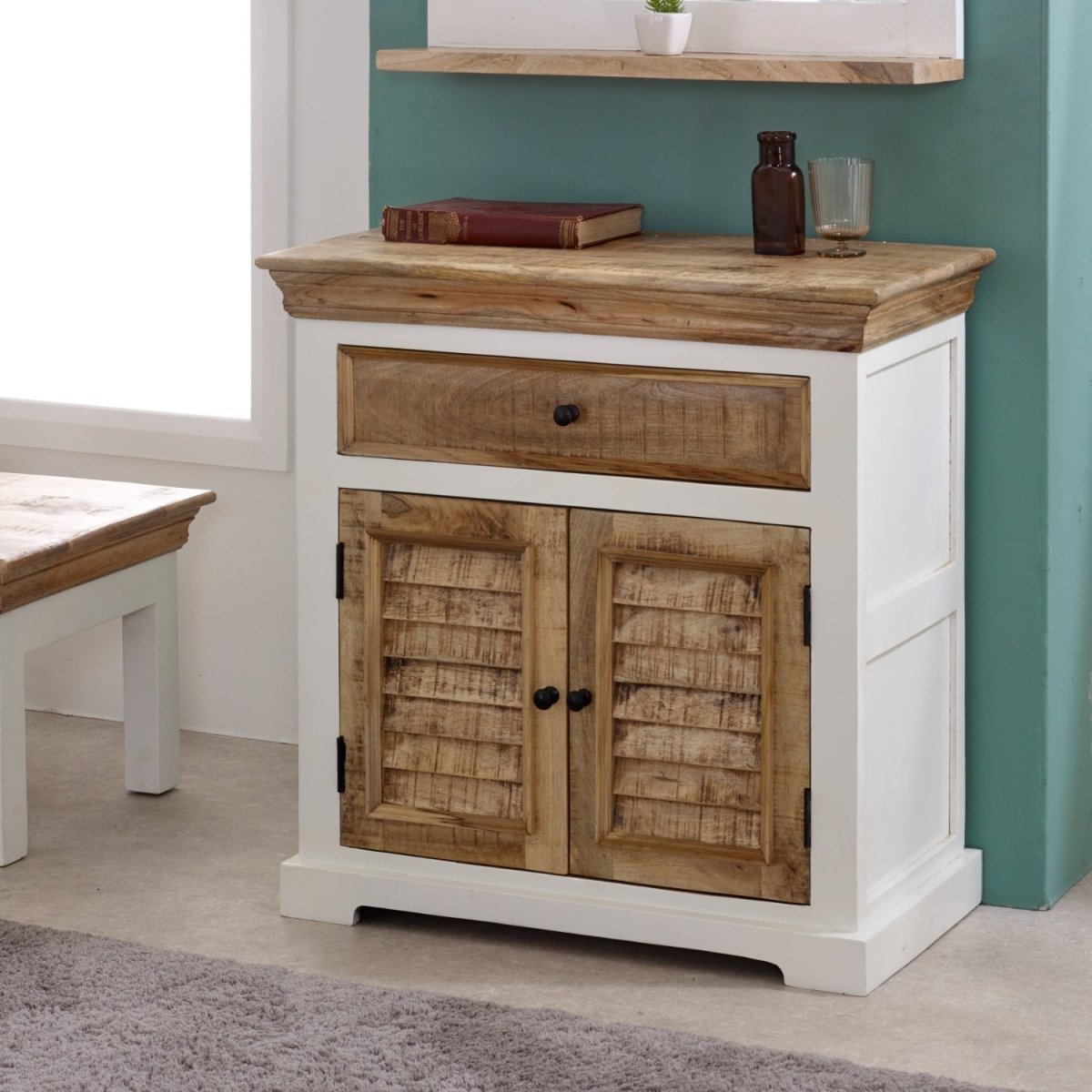 Bianco Solid Mango Wood Small Sideboard White - Joe’s Haven