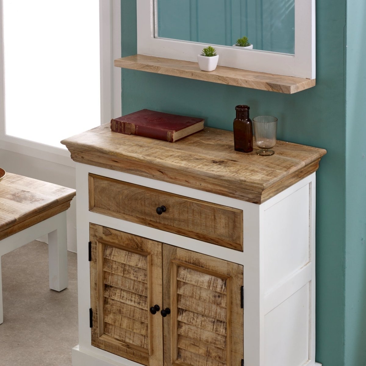 Bianco Solid Mango Wood Small Sideboard White - Joe’s Haven