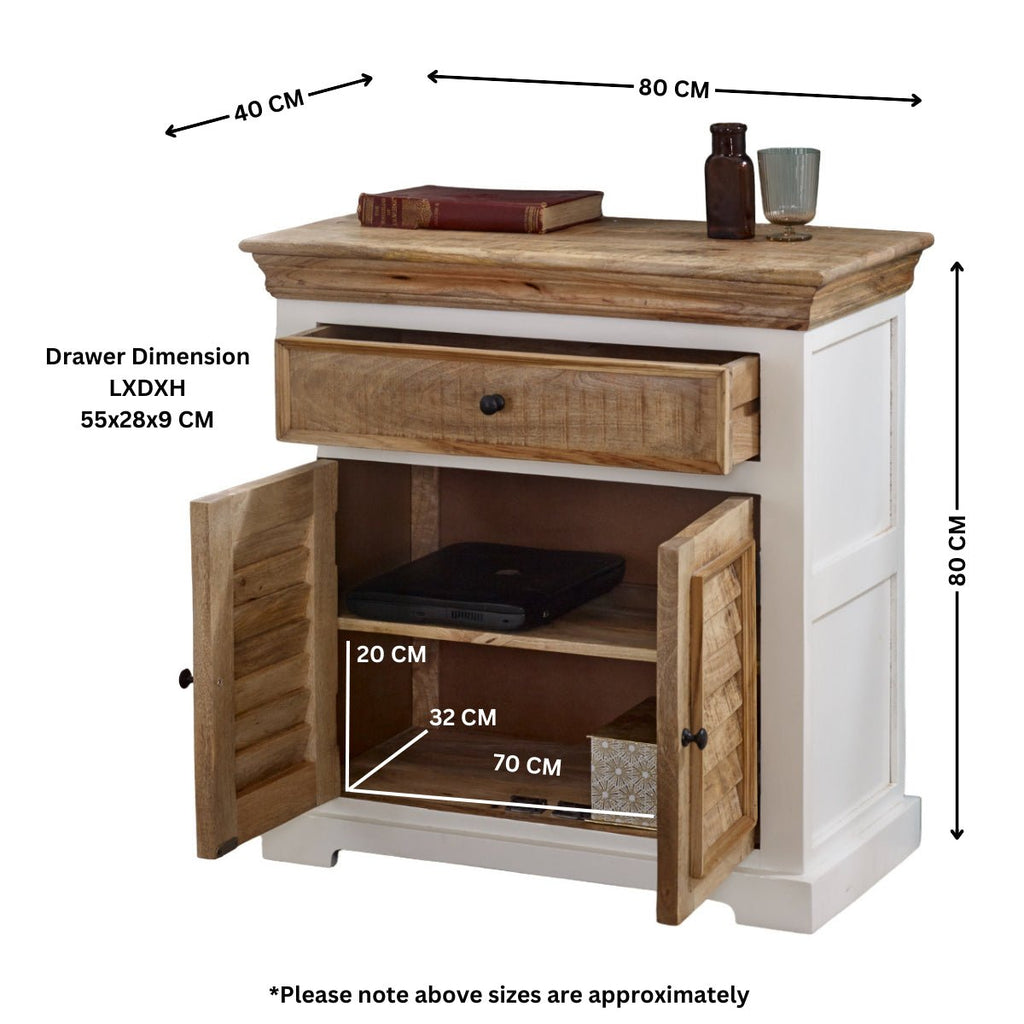 Bianco Solid Mango Wood Small Sideboard White - Joe’s Haven