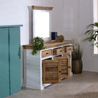 Bianco Solid Mango Wood Large Sideboard 3 Doors & 3 Drawers White - Joe’s Haven