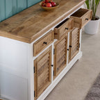 Bianco Solid Mango Wood Large Sideboard 3 Doors & 3 Drawers White - Joe’s Haven