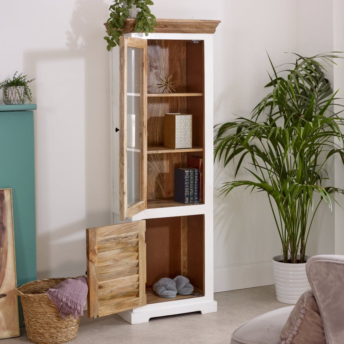 Bianco Solid Mango Wood Bookcase White - Joe’s Haven