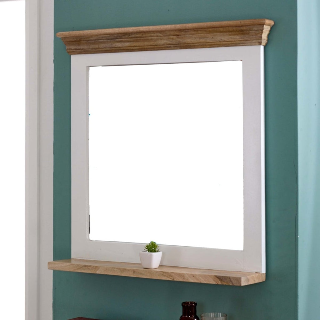 Bianco Solid Mango Wood Wall Mirror White - Joe’s Haven