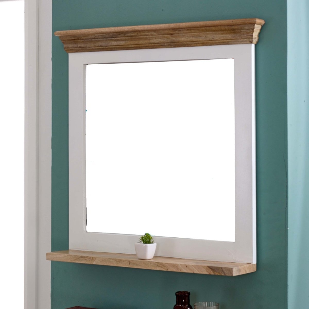 Bianco Solid Mango Wood Wall Mirror White - Joe’s Haven