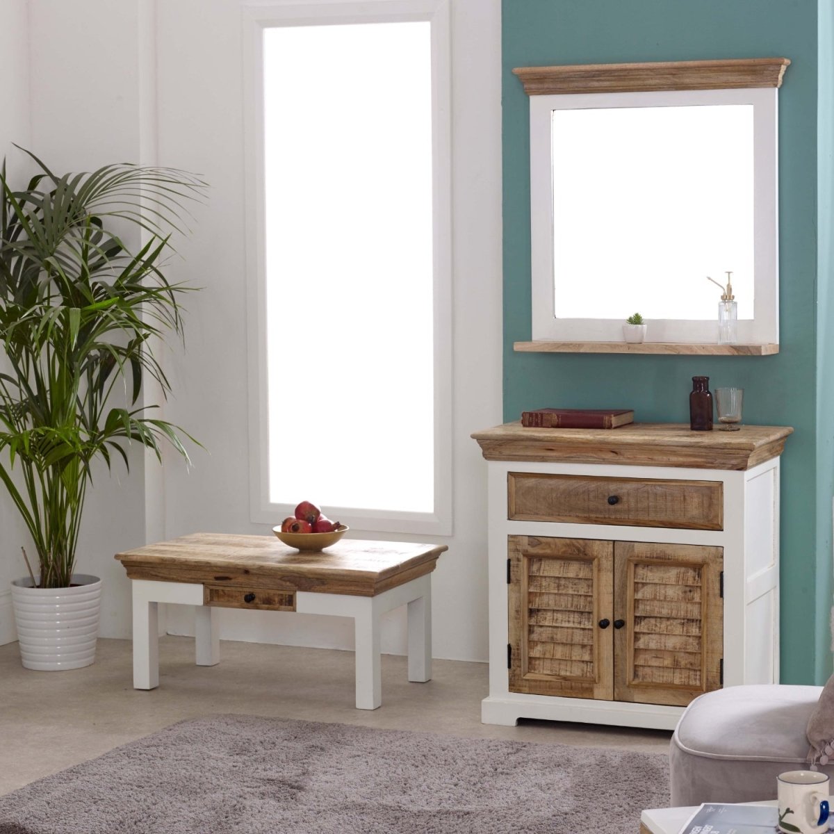 Bianco Solid Mango Wood Wall Mirror White - Joe’s Haven