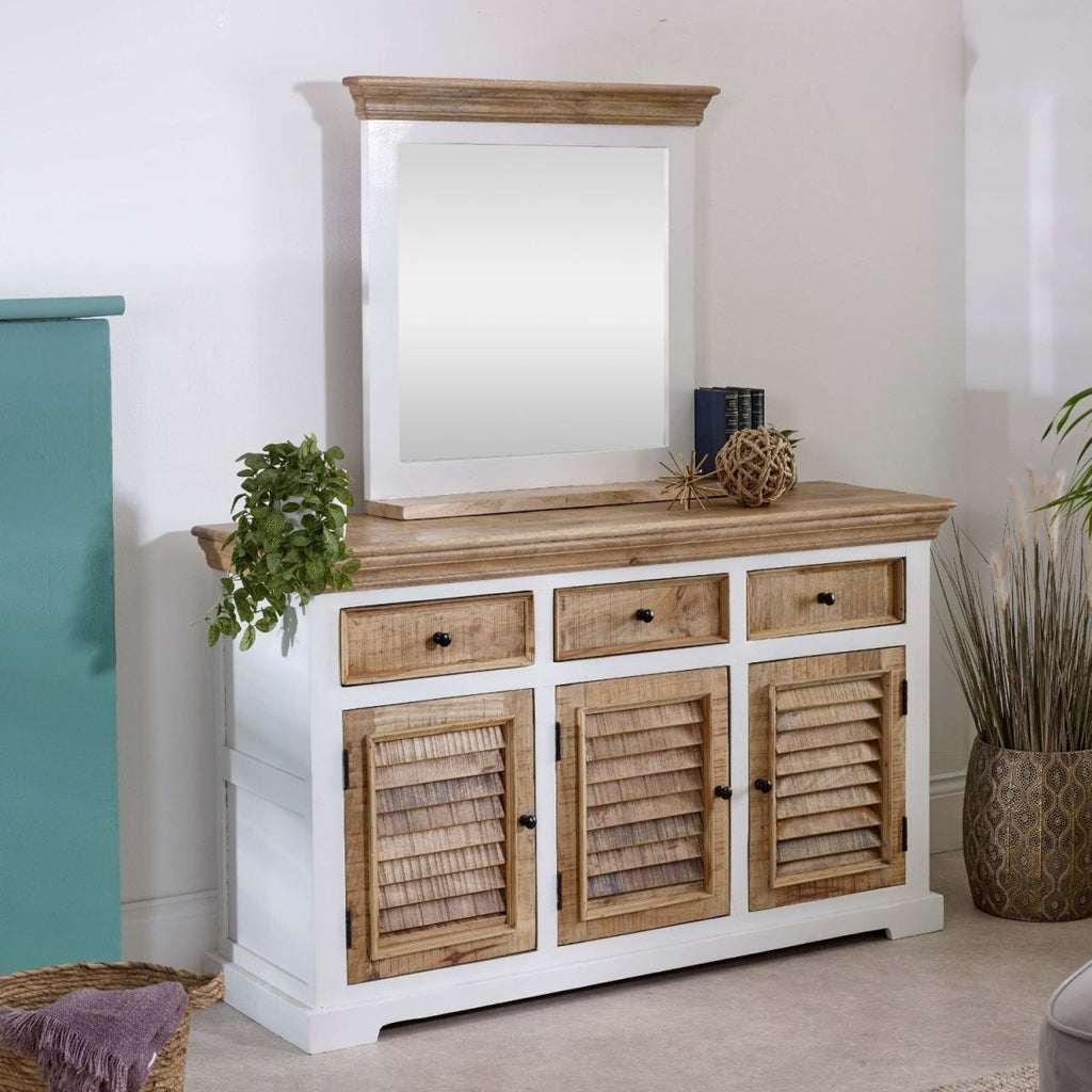 Bianco Solid Mango Wood Wall Mirror White - Joe’s Haven