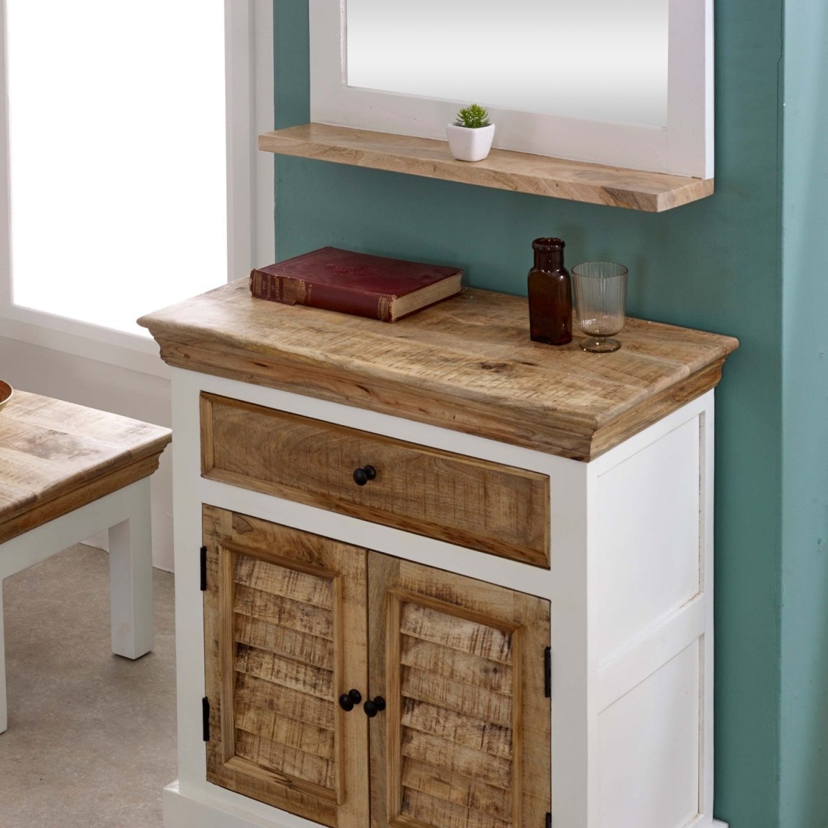 Bianco Solid Mango Wood Wall Mirror White - Joe’s Haven