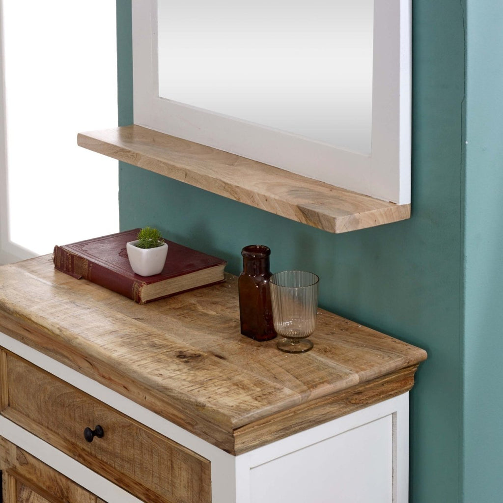 Bianco Solid Mango Wood Wall Mirror White - Joe’s Haven
