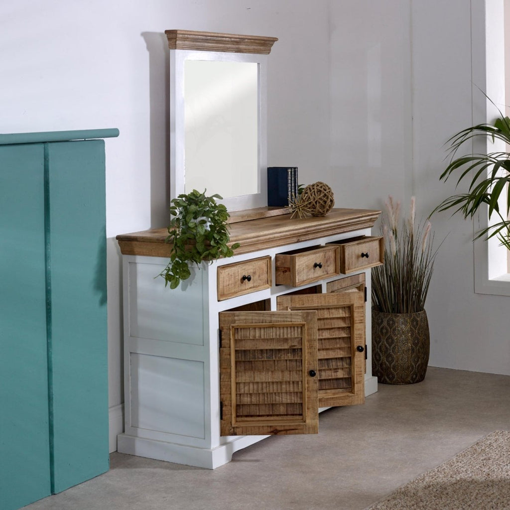 Bianco Solid Mango Wood Wall Mirror White - Joe’s Haven