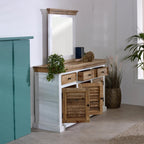 Bianco Solid Mango Wood Wall Mirror White - Joe’s Haven
