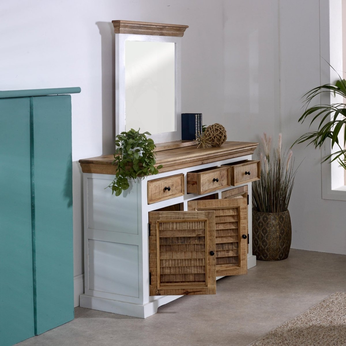 Bianco Solid Mango Wood Wall Mirror White - Joe’s Haven