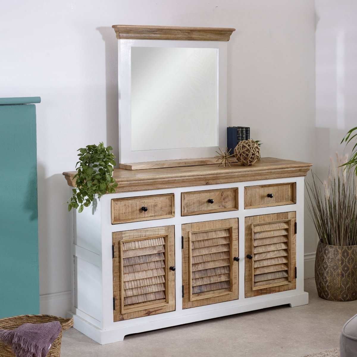 Bianco Solid Mango Wood Wall Mirror White - Joe’s Haven