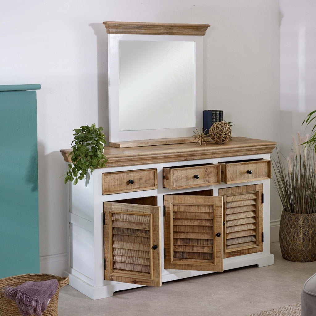 Bianco Solid Mango Wood Wall Mirror White - Joe’s Haven