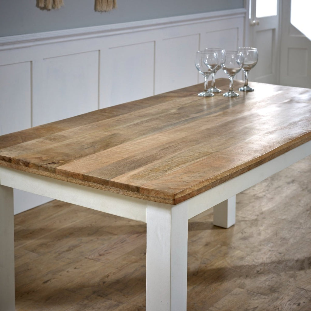 Bianco Solid Mango Wood White Dining Table 170Cm - Joe’s Haven
