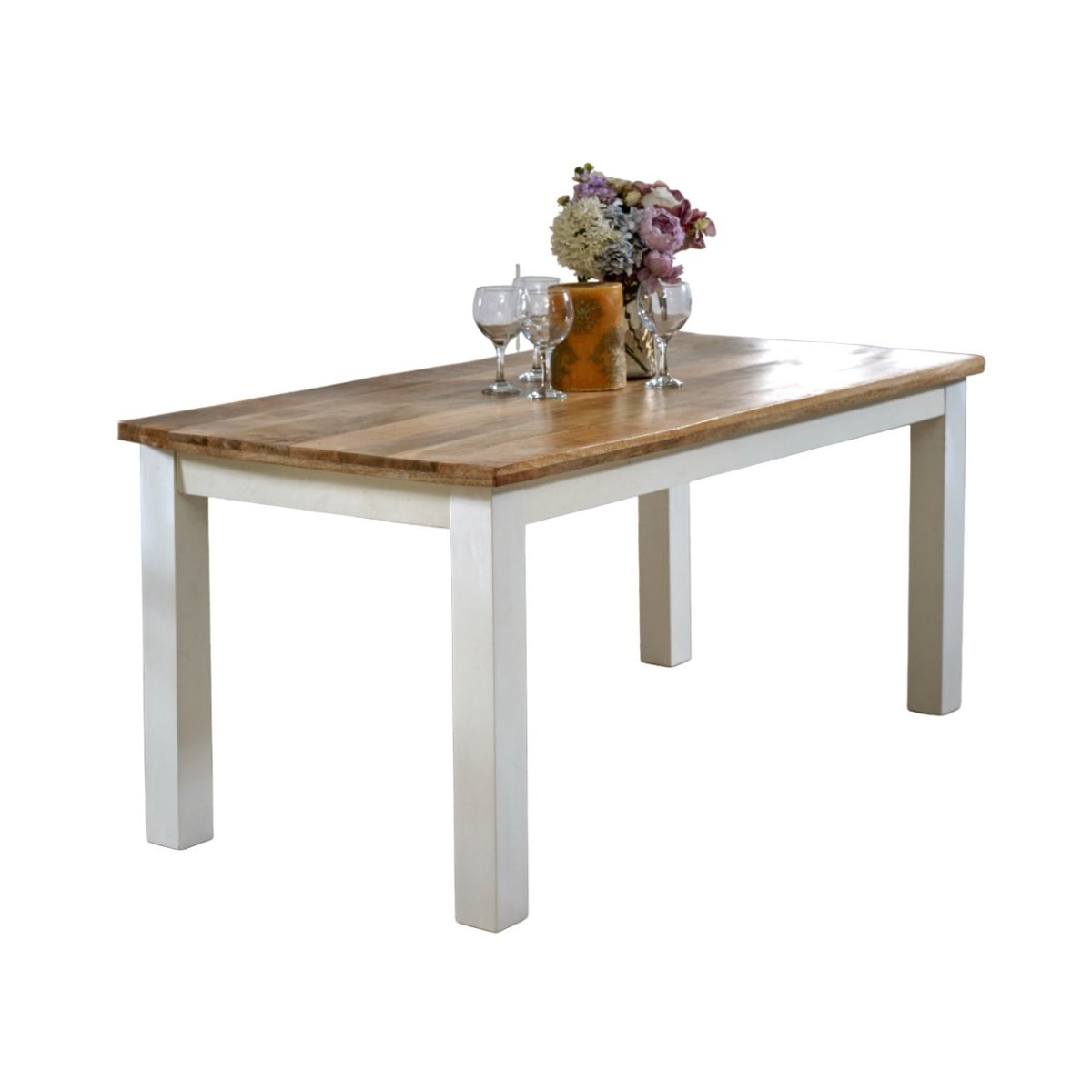 Bianco Solid Mango Wood White Dining Table 170Cm - Joe’s Haven