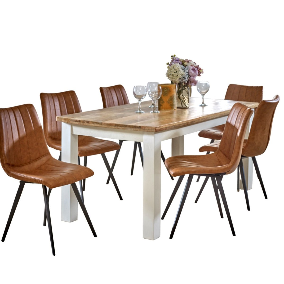 Bianco Solid Mango Wood White Dining Table 170Cm - Joe’s Haven