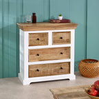 Bianco Solid Mango Wood White Chest Of 4 Drawers - Joe’s Haven