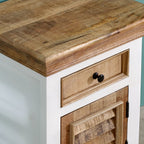 Bianco Solid Mango Wood White Bedside Cabinet with 1 Darwer & 1 Door - Joe’s Haven