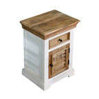 Bianco Solid Mango Wood White Bedside Cabinet with 1 Darwer & 1 Door - Joe’s Haven