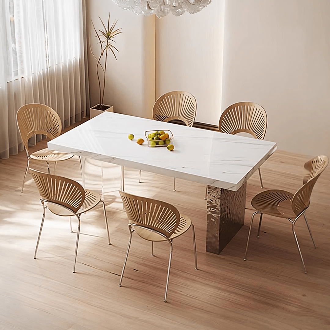 Madison Dining Table, White Sintered Stone & Acrylic - Joe’s Haven