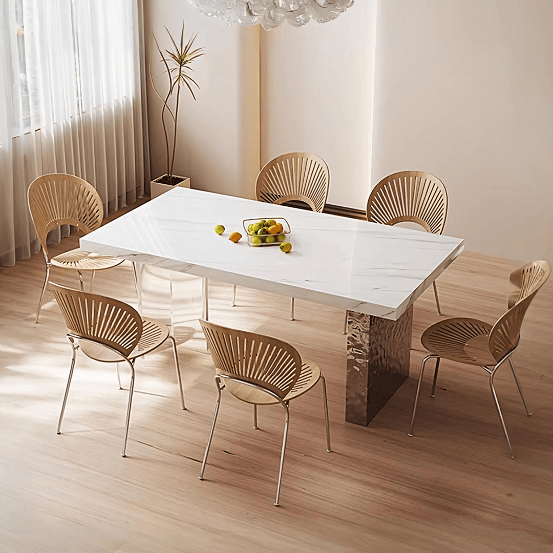 Madison Dining Table, White Sintered Stone & Acrylic - Joe’s Haven