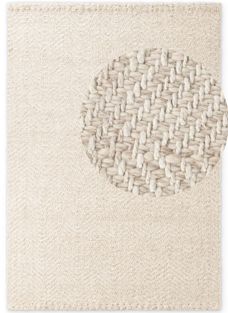 Majoli Natural White Herringbone Wool & Jute Rug - Joe’s Haven