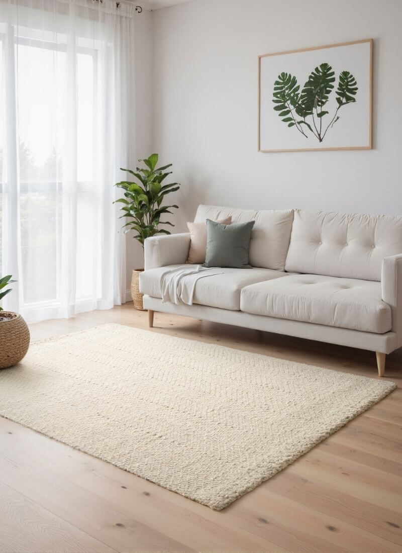 Majoli Natural White Herringbone Wool & Jute Rug - Joe’s Haven