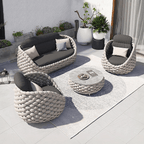 Marbella Textilene Rope Woven Outdoor Sofa Set, Grey - Joe’s Haven