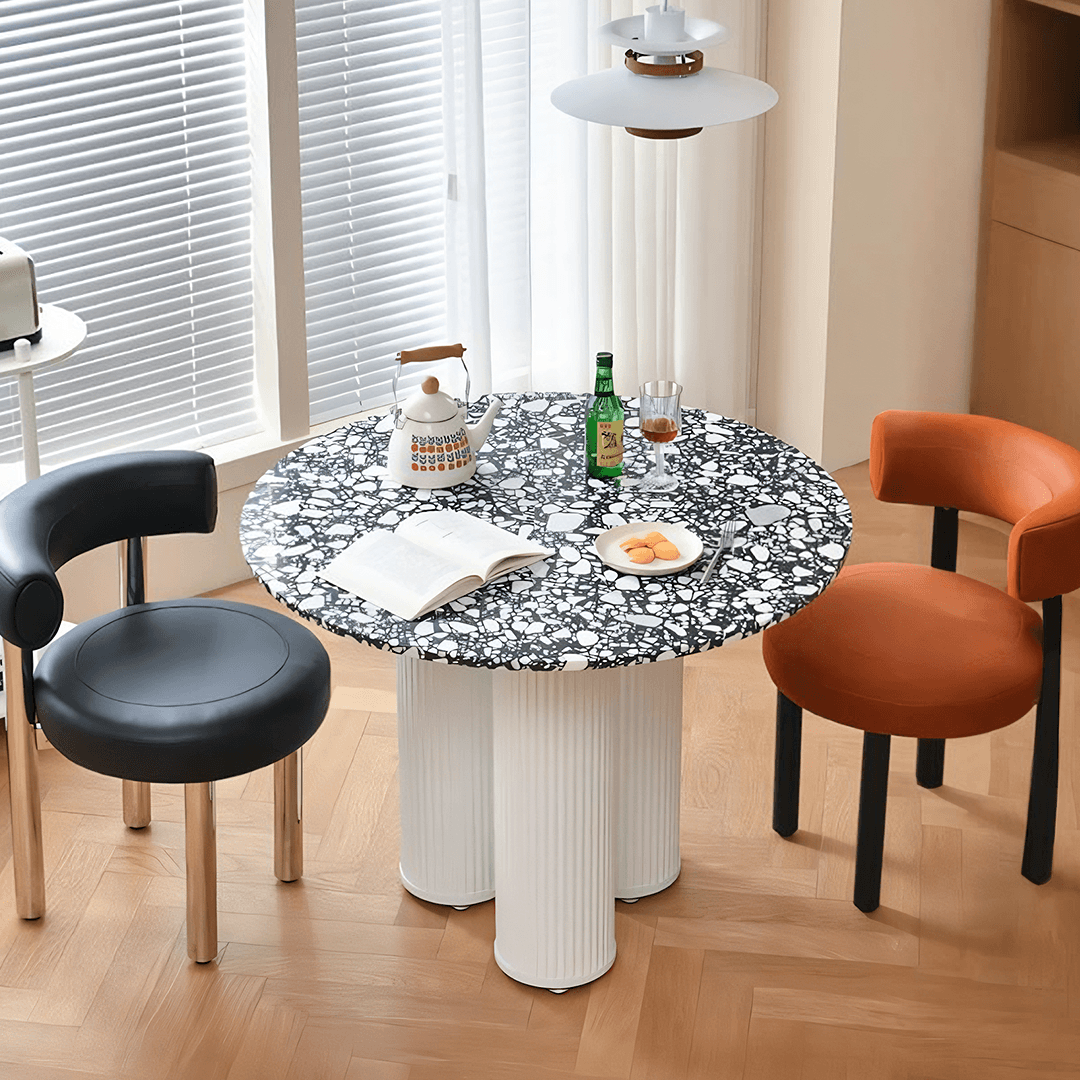 Martinez Small Round Dining Table, Marble - Joe’s Haven