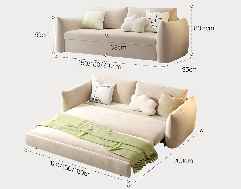 Meera Two Seater Sofa Bed with Storage, Suede
